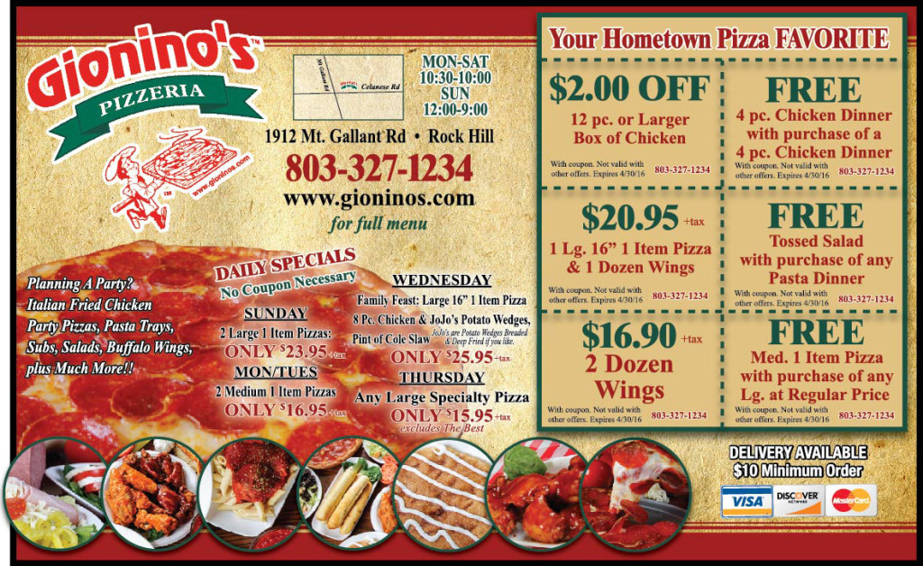 Featured Rock Hill company Gionino's Pizzeria Community Savings